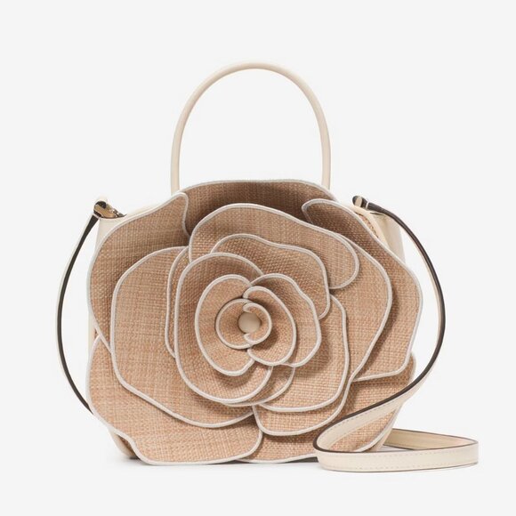 Kate Spade Flora 3D Rose Straw Crossbody KK969 NWT $449 - Picture 3 of 8